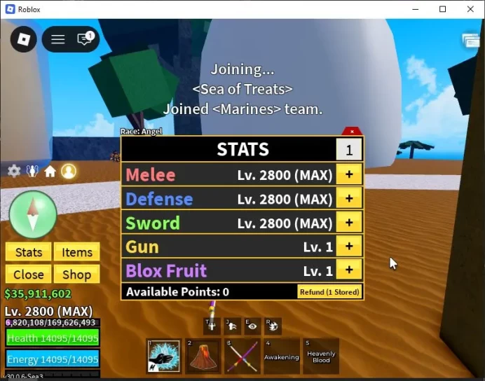 Blox Fruit|Lv 2800|Angel V4|2 Myth WP(Hollow Scythe,Cursed Dual Katana)+2 Myth Fruits (Venom,Yeti) |TakeMail| Check SS (RBL872)
