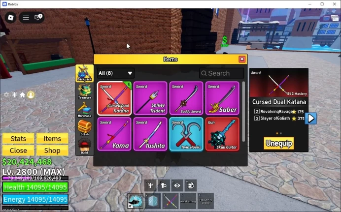 Blox Fruit| Lv 2800| Angel V4| 2 Myth WP (Cursed Dual Katana & Skull Guitar) + Blox Fruit Mammoth (RBL882)