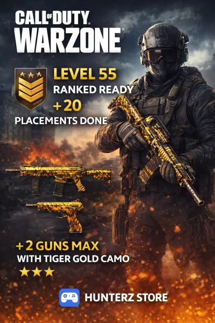 [ NEW WARZONE 5.0 ] RANKED READY | 2 GUNS MAXED + 2 TIGER GOLD CAMOS | 20 PLACEMENTS DONE | LEVEL 55 | XBOX / PSN / PC - ACTIVISION | (NO BO7)