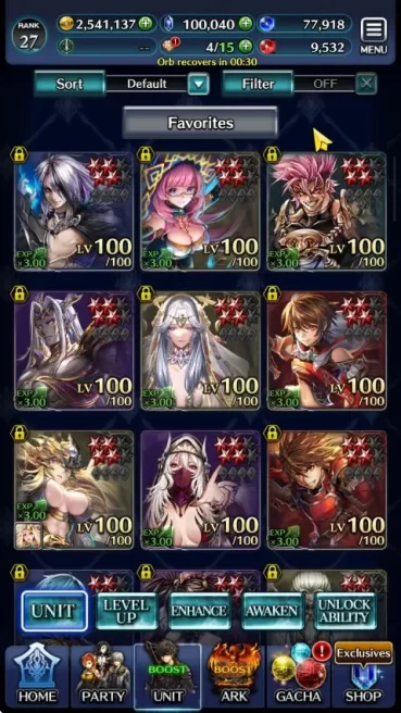 GLOBAL|Rank 27|100k Crystal|Top Tier Unit (Telestio GOR,Lonardo,Kanon OTS,POG Zero,G Lilaha,etc)|1 UR 17SSR ARK|CodeOnly(LC1066)