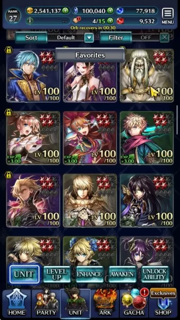 GLOBAL|Rank 27|100k Crystal|Top Tier Unit (Telestio GOR,Lonardo,Kanon OTS,POG Zero,G Lilaha,etc)|1 UR 17SSR ARK|CodeOnly(LC1066)