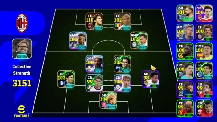 Mobile|Blitz Curler(Neymar Jr),Phenom Pass(Matthaus,Eden Hazard),Vision Pass(Huijsen),Fortress(Zanetti),Etc|TakeEmail(EF1354)