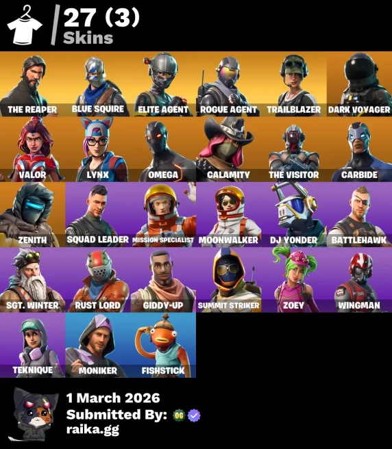 [PC/PSN/XBOX] 27 skins | The Reaper | Blue Squire | Elite Agent | Rogue Agent | Trailblazer | Dark Voyager | Valor | Lynx |