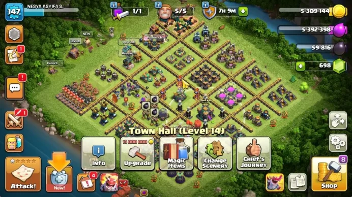 TH 14 - BH 7|Limited Skin|LV 147|HH 8|BK 46,AQ 55,GW 33,MP 26,RC 27|CN OFF|Protect OFF|TAKE MAIL(COC2024)