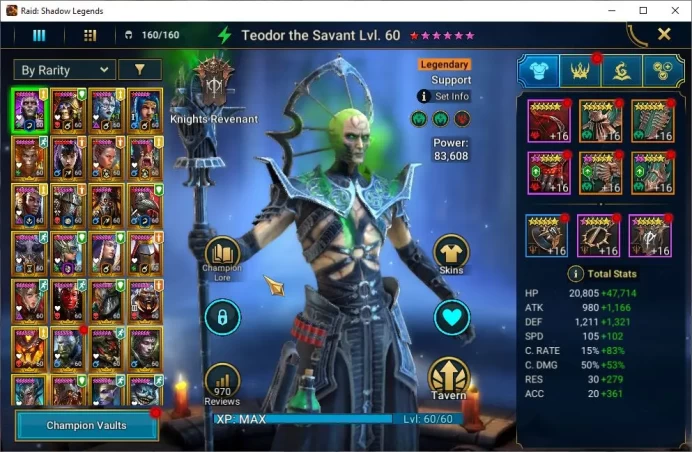Lv76 2,6M Power|42 Legendary (Teodor,Deathknight,Mithrala,Ninja,Wukong,Alice,Tuhanarak,Rathalos,Etc)|38 EPIC|Plarium|(RSL1247)