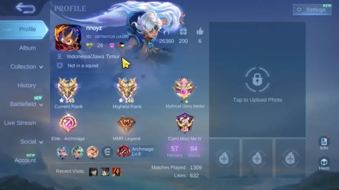 Hero 53|Skin 84|High Immo 146|Granger Prime,Venom[GS,Angela],SABER Cyclops,Granger M7,5 EpicEtc|TakeEmail|CheckSS(MLBB2038)