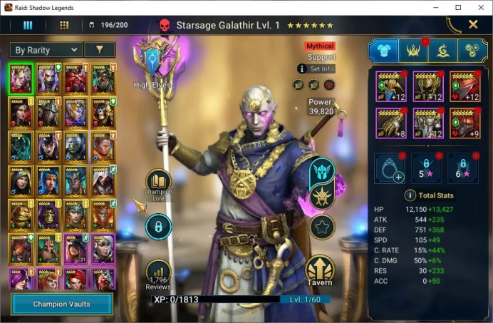 Lv14 824K Power|1 Mythical(Galathir)|21 Legendary (Ninja,Rathalos,Deathknight,Wukong,Xenomorph,Etc)|59K Energy|Plarium|(RSL1254)