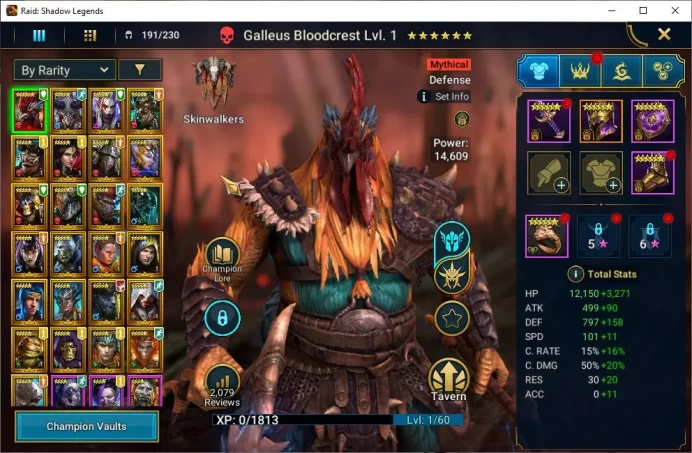 Lv6 891K Power|5,5K Gems|1 Mythical(Galleus)|24 Legendary (Kymar,Ninja,Rathalos,Wukong,Ezio,Etc)|85K Energy|Plarium|(RSL1257)