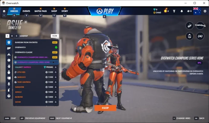 OVERWRTCH CHAMPIONS SERIES Away / 2400 Overwatch Coins / Full Mail Access / see the picture / Please Read Description
