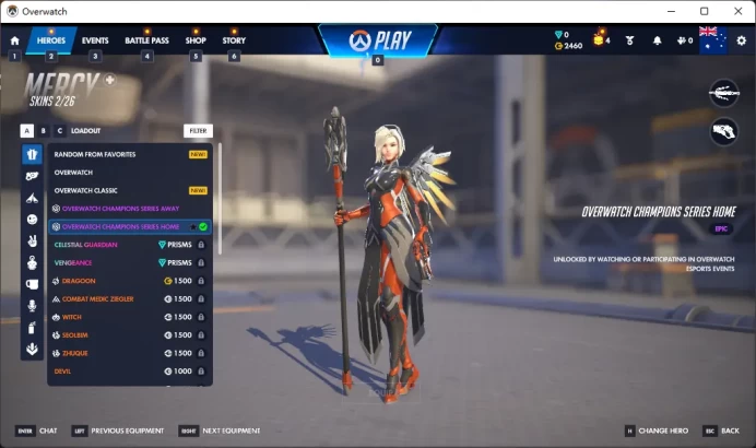 OVERWRTCH CHAMPIONS SERIES Away / 2400 Overwatch Coins / Full Mail Access / see the picture / Please Read Description
