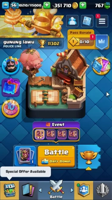 Lv 56|Trophy 11302|KTL 15|Limited Skin|Card 120| 1 HERO 12 EVO 7 Champs 21 Legendary 33 Epic 30 Rare 29 Common|TakeEmail(CR1538)