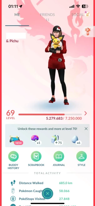 Level 69, 4 Legendary IV100, 66 Pokemon 3000CP+, 146 Shiny, 173 Legendary, 154 IV 100, 8 Shiny Legendary, 2 Shadow Legendary