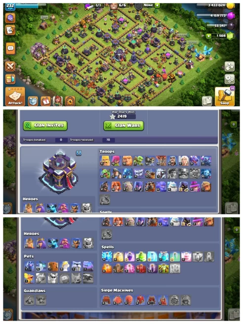M14▰Th 15 Semi Max Builder Hall 9 Max▰7 Skin▰Many Epic's Equipment▰Full Magic Item