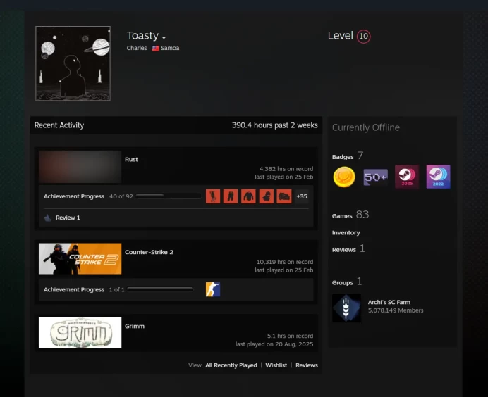 [10 LVL] • [4300+ Hours] • [123 Twitch Drops/Skins] [FIRST EMAIL] [NO $5 limit] • 42+ GAMES