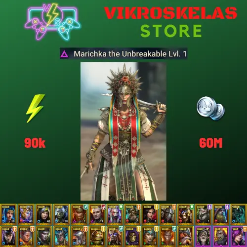 Starter acc with Marichka : 90k energy / 60 mln coins / Vlad, Cillian, Gurptuk, Arix, Ninja + 19 Login Legendaries / Madame Serris