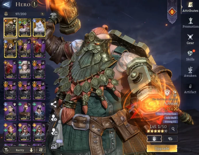 TOP START -  Azhor	Iovar	Lynx	Nocturne  \ 58000 Energy \ 26000 Gem \ 25 gold summ \ 4  ancient  \ 17 rare  \  Prime Pick !