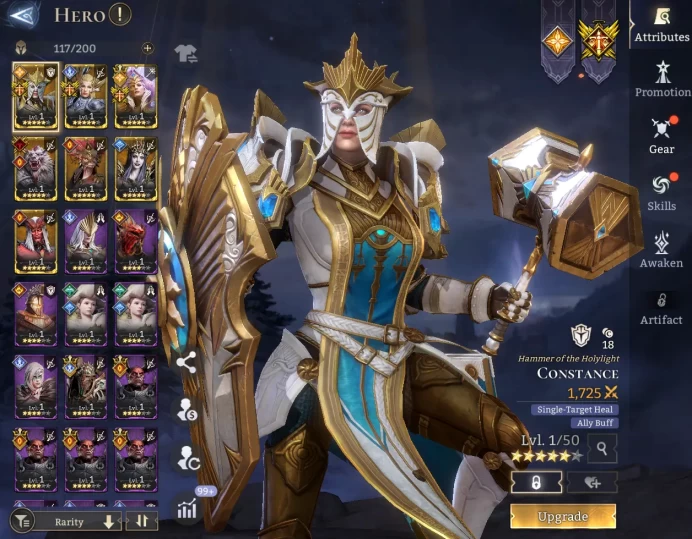 TOP START - Constance Valkyra Ingrid Lugaru Kineza Helga Arrogance \ 54000 Energy \ 24000 Gem \ 23 gold summ \ 13 rare \ Prime Pick !
