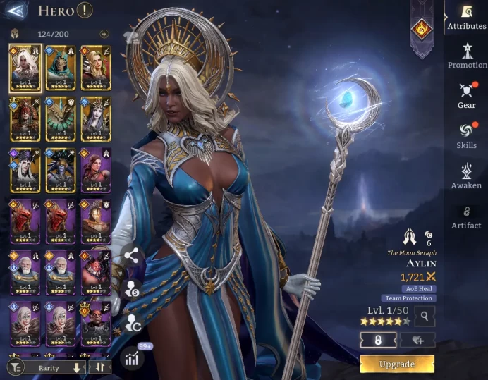 TOP START -  Aylin	Ezryn	Twyla	Nastya	Trusk	Helga	Beatrix	Serephina  \ 57000 Energy \ 27000 Gem \ 34 gold summ \ 0  ancient  \ 10 rare