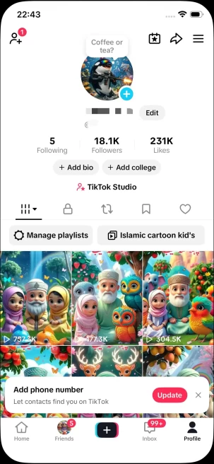 Instanly Delivery/ Monetized 18K Followers+230K Likes Account/ Creator Rewards Program Activated/ Full Access