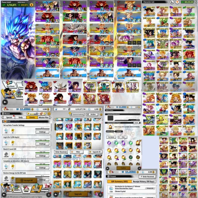 [Android!][Global][5000 CC+Super Fusion!]+[5UL 14*(SS4 Gogeta+SSG Gogeta+Vegito)+10*UGB+SS4 Vegeta+48 LL+38 ZK]-Level228-BNID -Instant Delivery!