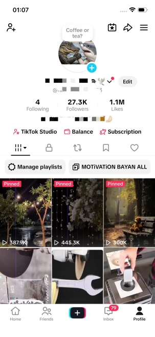 Instanly Delivery/ Monetized 27K Followers+1.1M Likes Account/ Creator Rewards Program Activated/ Live Stream/ Full Access