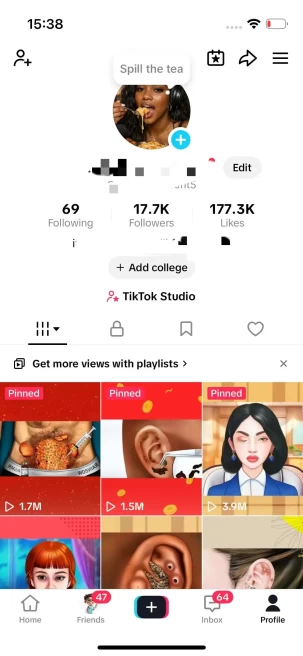 Instanly Delivery/ Monetized 17K Followers+170K Likes Account/ Creator Rewards Program Activated/ Live Stream/ Full Access