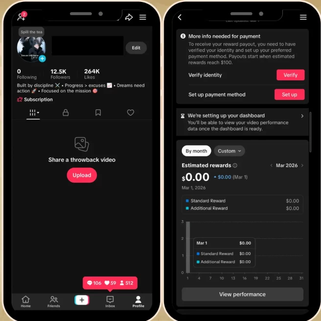 France Monetized Creator Rewards Account – 12K+ Organic Followers | 264K+ Likes | Full Ownership + Verified Clean History | Instant Earnings