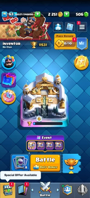 [Code 9434] Level 63 + BS 31k Trophy / 5 Cards Max + 7 Skins Towers / Very Cheap