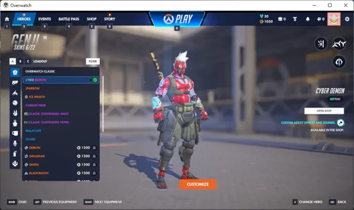 GENJI / CYBER DEMON / 2 Gold Weapons / Full Mail Access / see the picture / Please Read Description / qgtzms