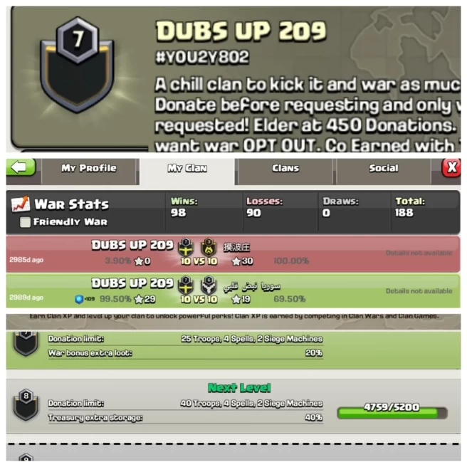 C77▰NAME:DUBS UP 209▰POSITIVE WAR LOG-WIN-98,LOSS-90▰BEST DEAL◈EXTRA ORDINARY STORE