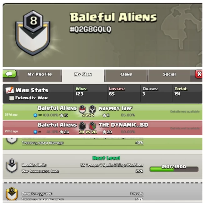 C324▰Name: Baleful Aliens▰Positive War Log: 123 Win/65 Loss▰Instant Delivery