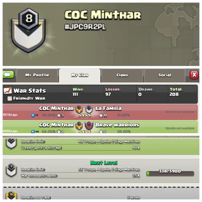 C335◈Name: COC Minthar◈Positive War Log: 111 Win