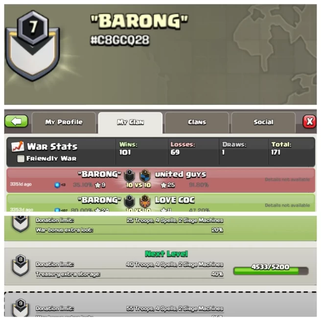 C350◆Name: "BARONG"◆Level 7◆Positive War Log : 101 Wins & Loss 69◆Almost Level 8