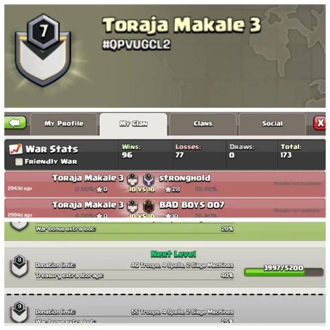 C359◆Name: Toraja Makale 3◆Current Level 7◆War Win 96◆Almost Level 8