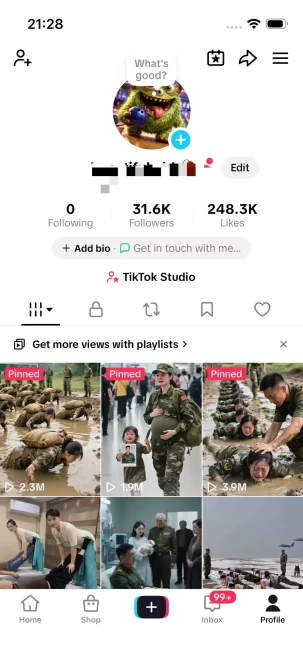 Instanly Delivery/ Monetized 31K Real Followers+240K Real Likes Account/ Creator Rewards Program Activated/ Live Stream/ Full Access
