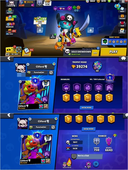 SEXXY BS 39.2k TROPHY, 90/100 UNLOCKED, 18 HYPERCHARGED, 12 MAXED,219 OP SKINS [4 MYTHIC+4 LEGENDARY+1 HYPERCHARGED],566 PINS,319 ICON,142 SPRAY
