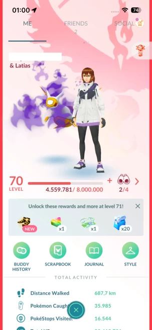 Level 70, 105 Shiny, 103 Legendary, 14 IV 100, 9 Shiny Legendary, 30 Shadow Legendary