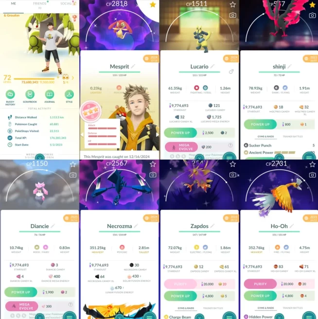 2000 Level 72 Legacy 48. Shundo Mesprit Shiny Party Hat Gengar