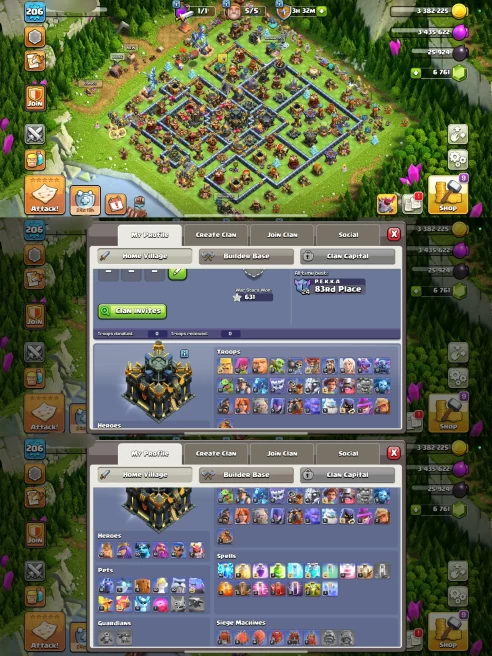 R149- TH17 Near Max | XP 206 | BK92 AQ100 MP55 GW61 RC41 | 4 Heroes Skins & 12 Epic Equipment | 100% Secure SCID | iOS & Android