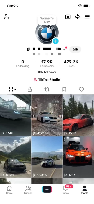 Monetized Account/ 17K Real Followers+490K Real Likes/ Creator Rewards Program Activated/ Live Stream/ Full Access