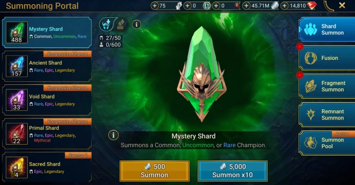 Starter with Noct + Shards : 157 Ancient, 33 Void, 22 Primal, 4 Sacred | Ninja + 17 Login Legendary | Mine max