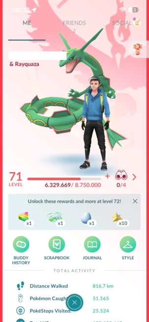 Level 71, 4 Legendary IV100, 141 Pokemon 3000CP+, 276 Shiny, 142 Legendary, 187 IV 100, 7 Shiny Legendary, 42 Shadow Legendary