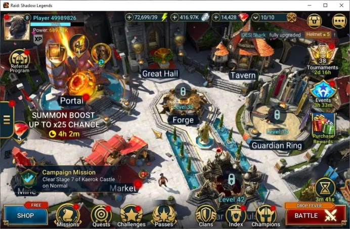 Lv8 689K Power|14,4K Gems|1 Mythical (Galathir)|28 Legendary (Ninja,Alice,Rathalos,MaShalled,Etc)|72K Energy|Plarium|(RSL1281)