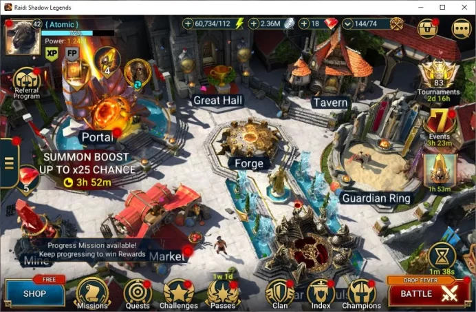 Lv42 1,2M Power|1 Mythical (Galathir)|22 Legendary(Ninja,Alice,Rathalos,Xenomorph,Lyssandra,Etc)|60K Energy|Plarium|(RSL1282)