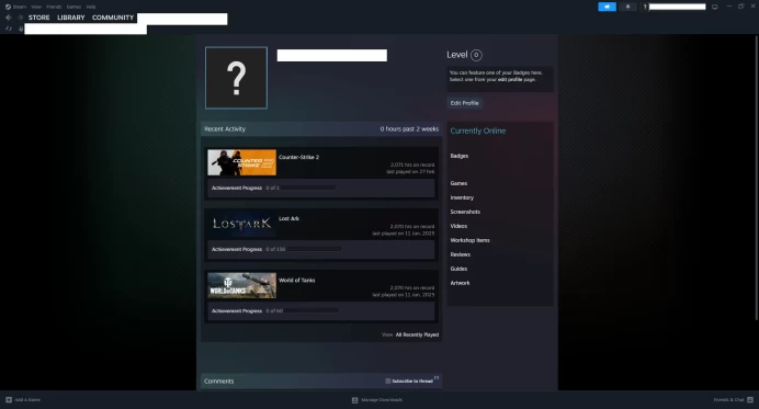 [ID:50415][NONPRIME][VERY RARE][2K HOURS+][COMMENDATIONS 3x126] UN (UNRANKED || 0 MM || 2071 HOURS)