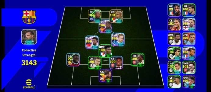 EF70-IOS+Android-Team 3143 strength-Epic&Showtime ( Etoo+Raul+hazard+Kevin de bruyne+Cunha+Kokcu , Jordan Henderson+Olise+Diouf)
