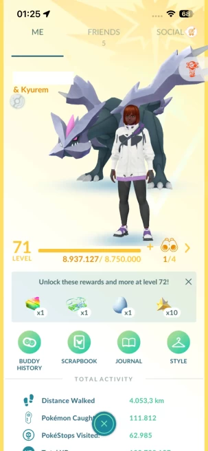 Level 71, 2 Legendary IV100, 343 Pokemon 3000CP+, 367 Shiny, 200 Legendary, 158 IV 100, 10 Shiny Legendary, 63 Shadow Legendary