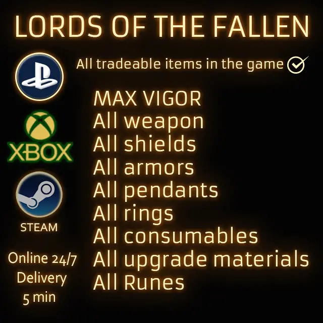 (PC/XBOX/PS) Full pack Lords of the Fallen All tradeable items in the game