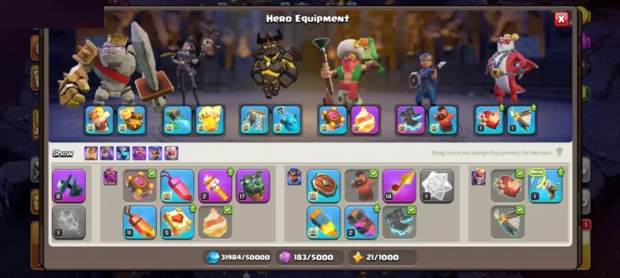 MAX EQUIPMENT - MAX HERO - 1626 WAR STARS - HIGH DEFENSES / WALLS - LOTS OF MAGIC ITEMS HERO SKIN GEMS COSMIC SCENERY