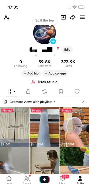 Monetized Account/ 59K Real Followers+370K Real Likes/ Creator Rewards Program Activated/ Live Stream/ Full Access